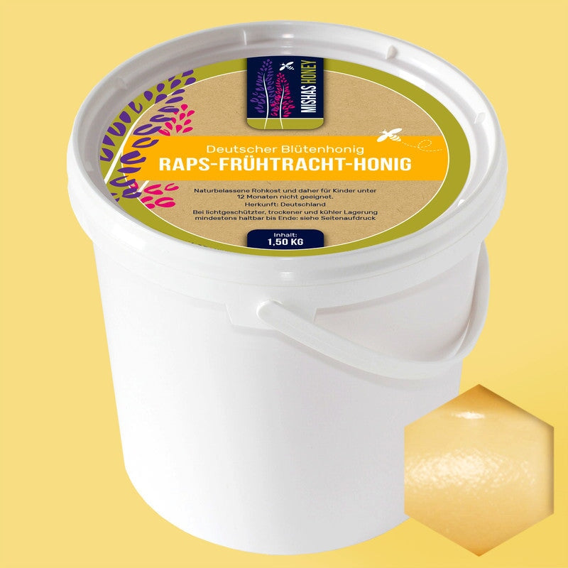 Frühtrachthonig mit Rapsblüten - Blütenhonig aus Deutschland Blütenhonig Mishas Honey - Imkerei